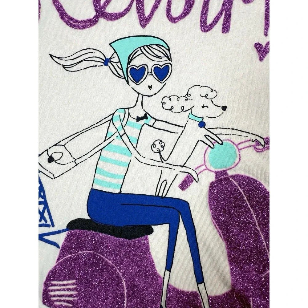 GYMBOREE Girls Graphic‎ Tee Paris Scooter Illustration Size 8